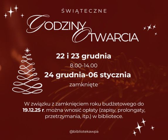 Godziny pracy w okresie świątecznym