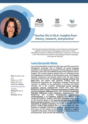 IAS wykład dr Laura Gurzynski-Weiss