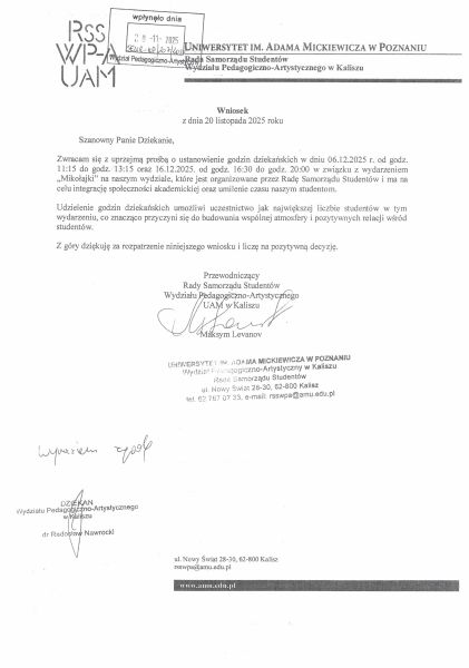 Godziny dziekańskie 6, 16.12.2025